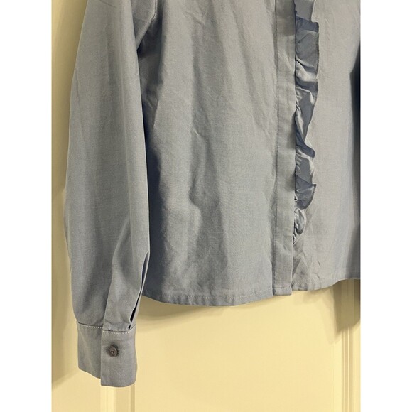 Lafayette 148 Ruffled Chambray Buttondown Shirt Medium EUC - Picture 2 of 6